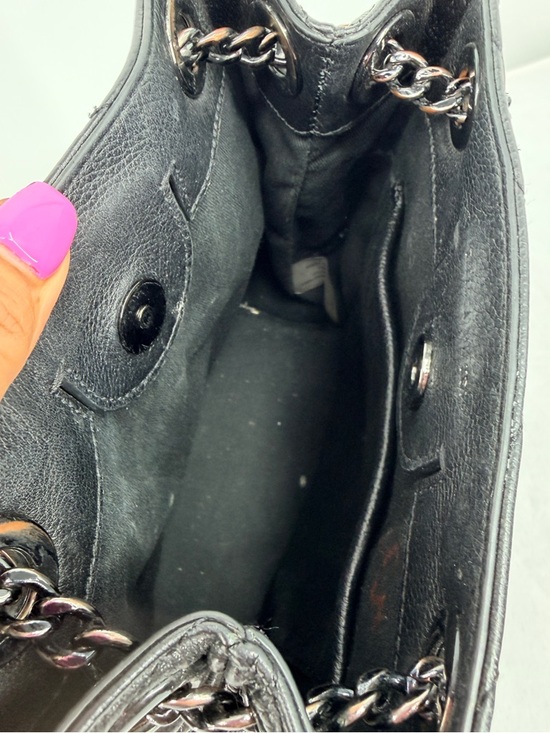 Rebecca Minkoff Black Quilted Leather Crossbody Bag Chain Strap - Picture 4 of 5